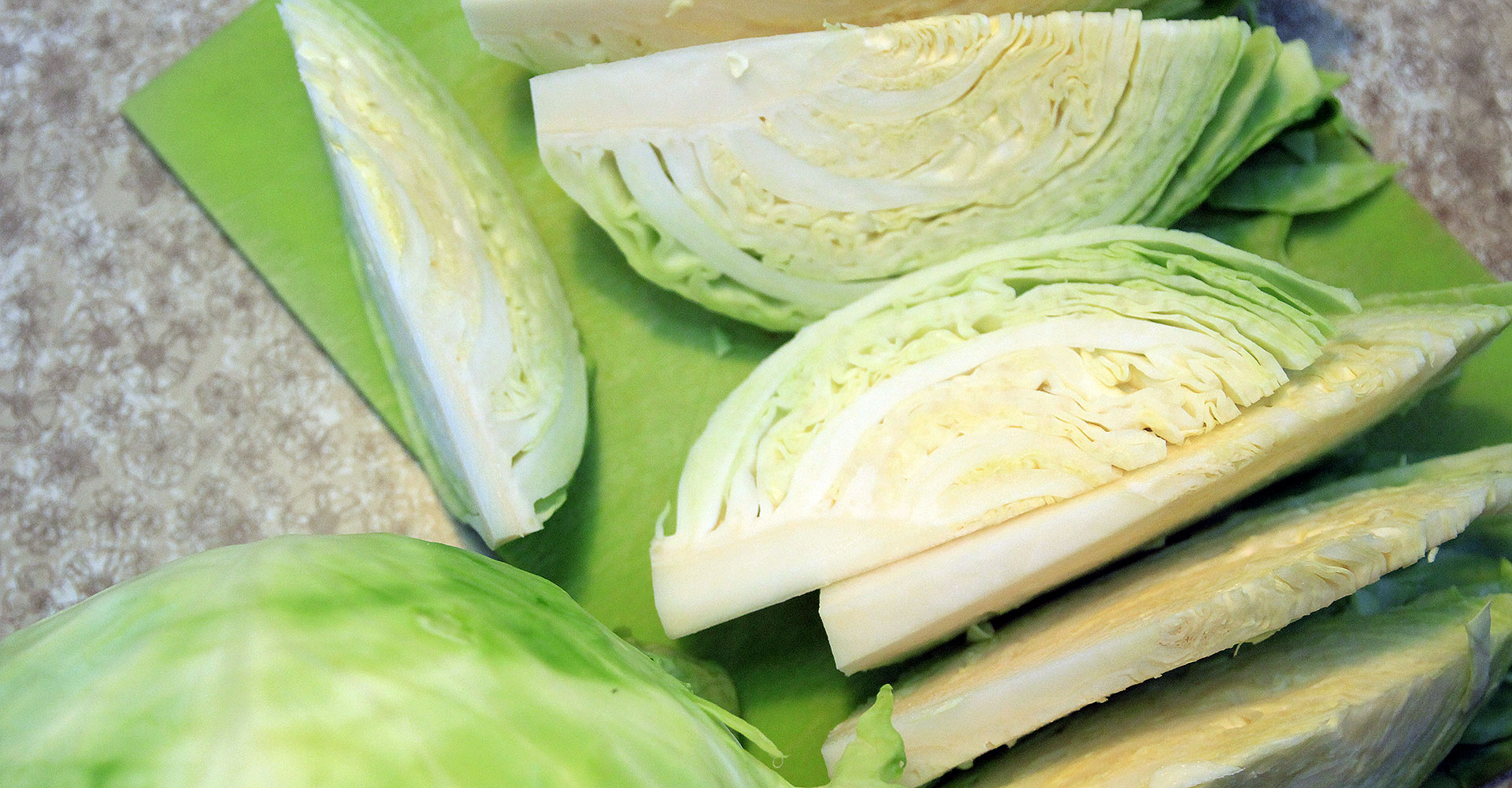 Cabbage sliced into wedges